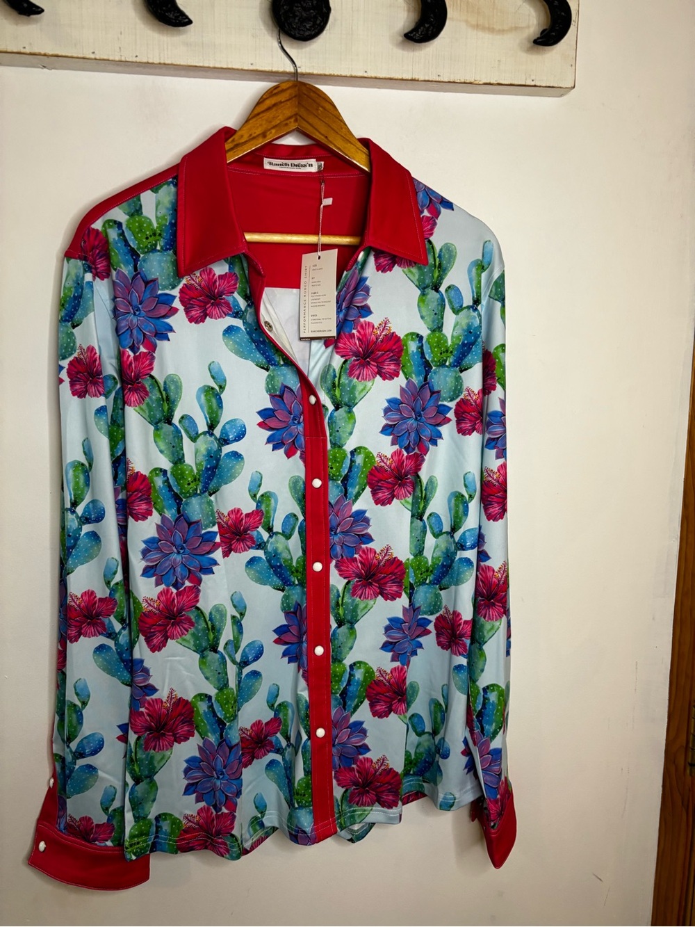 NWT Ranch Dress’n Rodeo Performance Cactus Button-Up Shirt - Picture 6 of 7